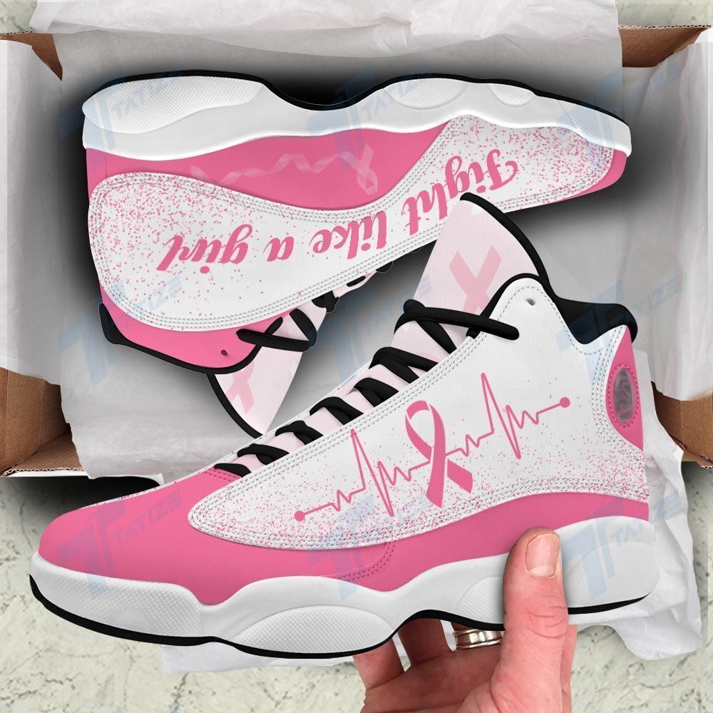 heartbeat cancer fight like a girl air jordan 13 sneakers jd13 xiii shoes sport jd13 sneakers personalized shoes design