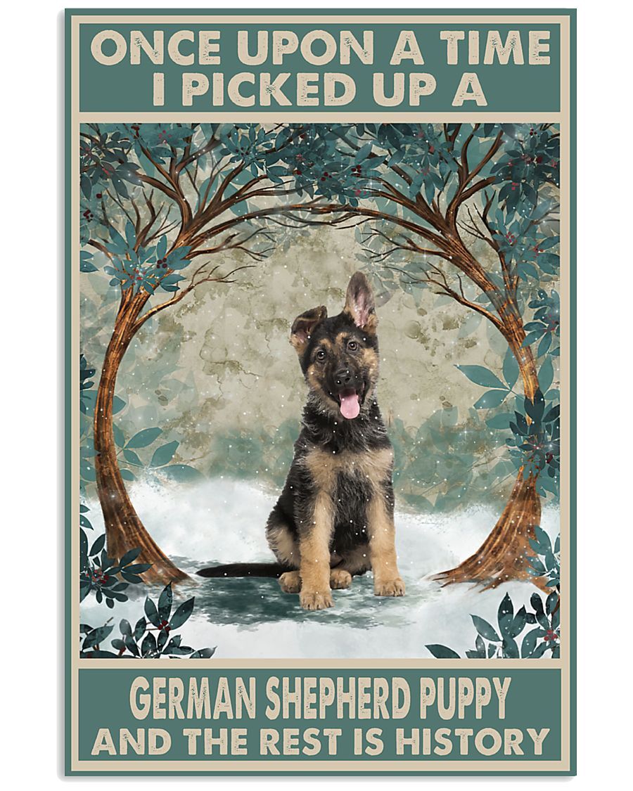 German Shepherd Puppy Once Upon A Time Portrait Poster & Canvas Gift For German Shepherd Dog Lovers Home Decor Wall Art Visual Art