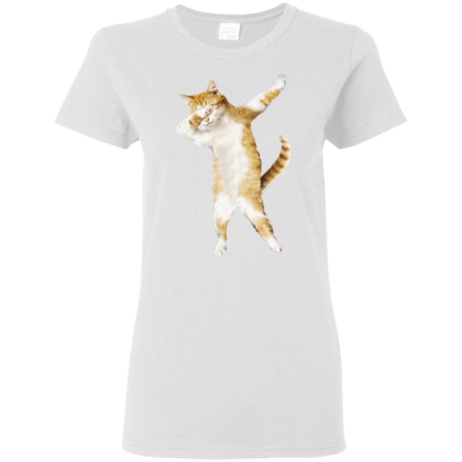 AGR Dabbing Cat Kitten Funny Dab Tee Cool Dance Kitty Womens T-Shirt