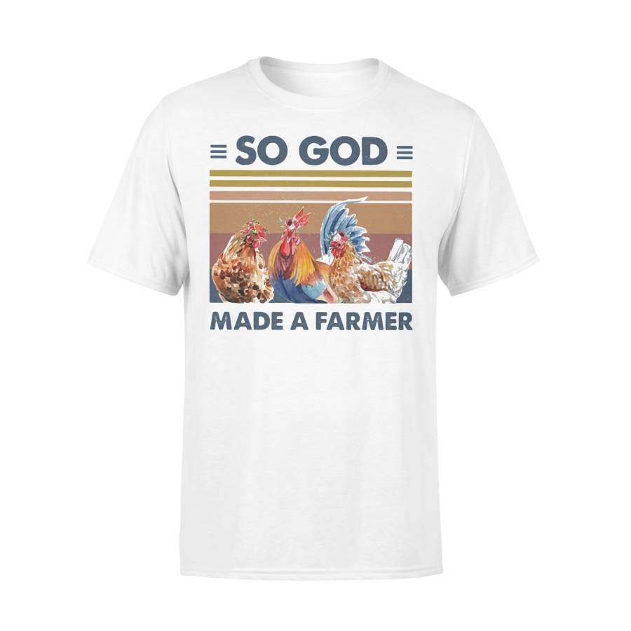 So God Made A Farmer Chicken Flower Vintage Retro  T-shirt