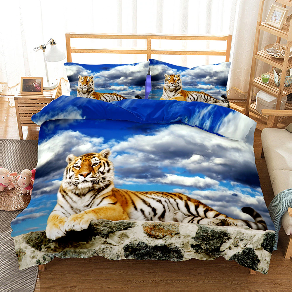 3D Tiger Duvet Cover Set King Queen Full Double Twin Single Bed Linen Set Bedding Set