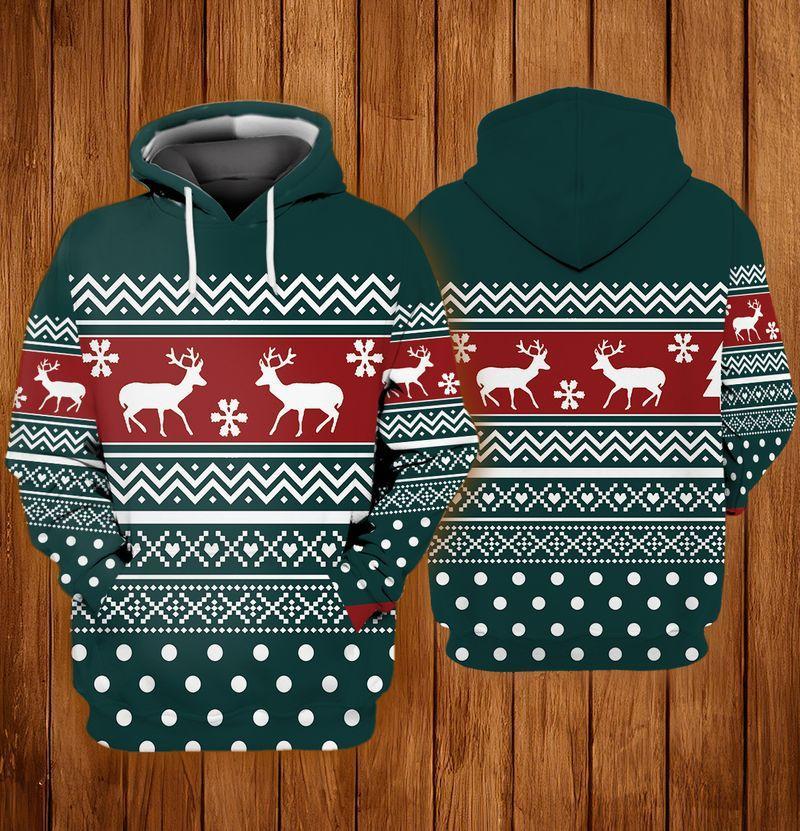 Reindeers Christmas Pattern For Christmas Holiday 3D Hoodie