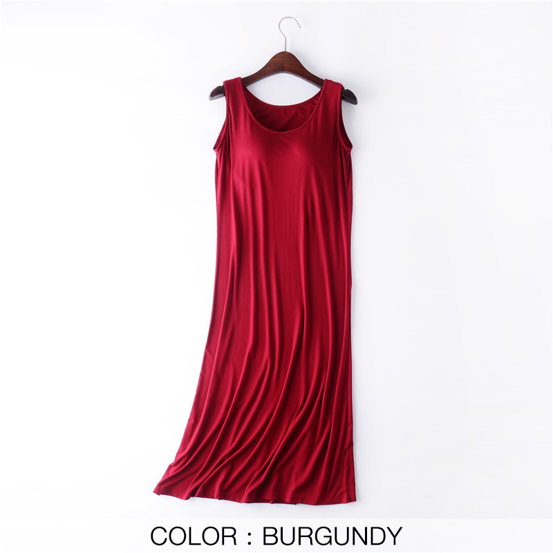 Women Dresses Built-in Bra Padded Stretchable Modal Maxi Long Dress Sundress Sleeveless Sexy Casual Korean SA1006 alx