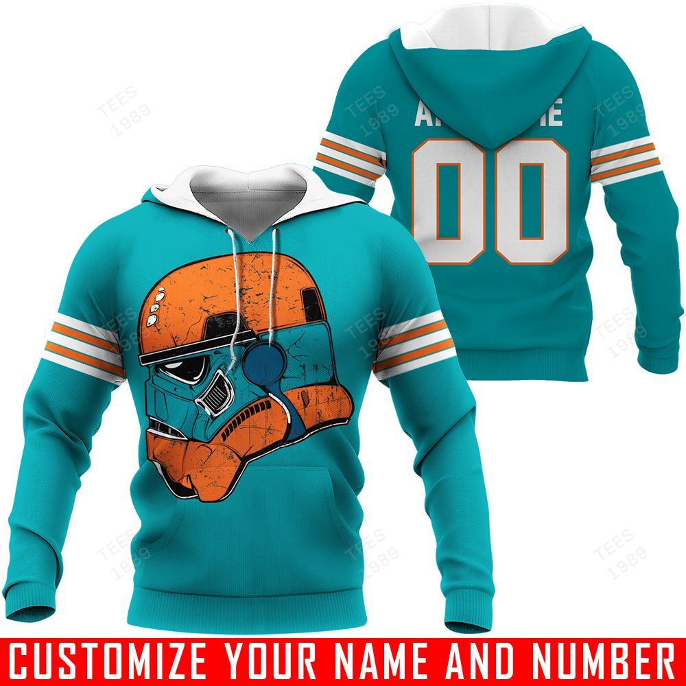 Miami Dolphins – Trooper Helmet – CUSTOMIZE NAME AND NUMBER – HOT SALE 3D PRINTED – NOT IN STORE