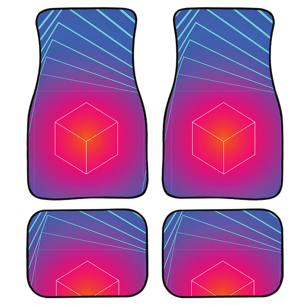 Blue Geometric Edm Light Print Front And Back Car Floor Mats, Front Car Mat