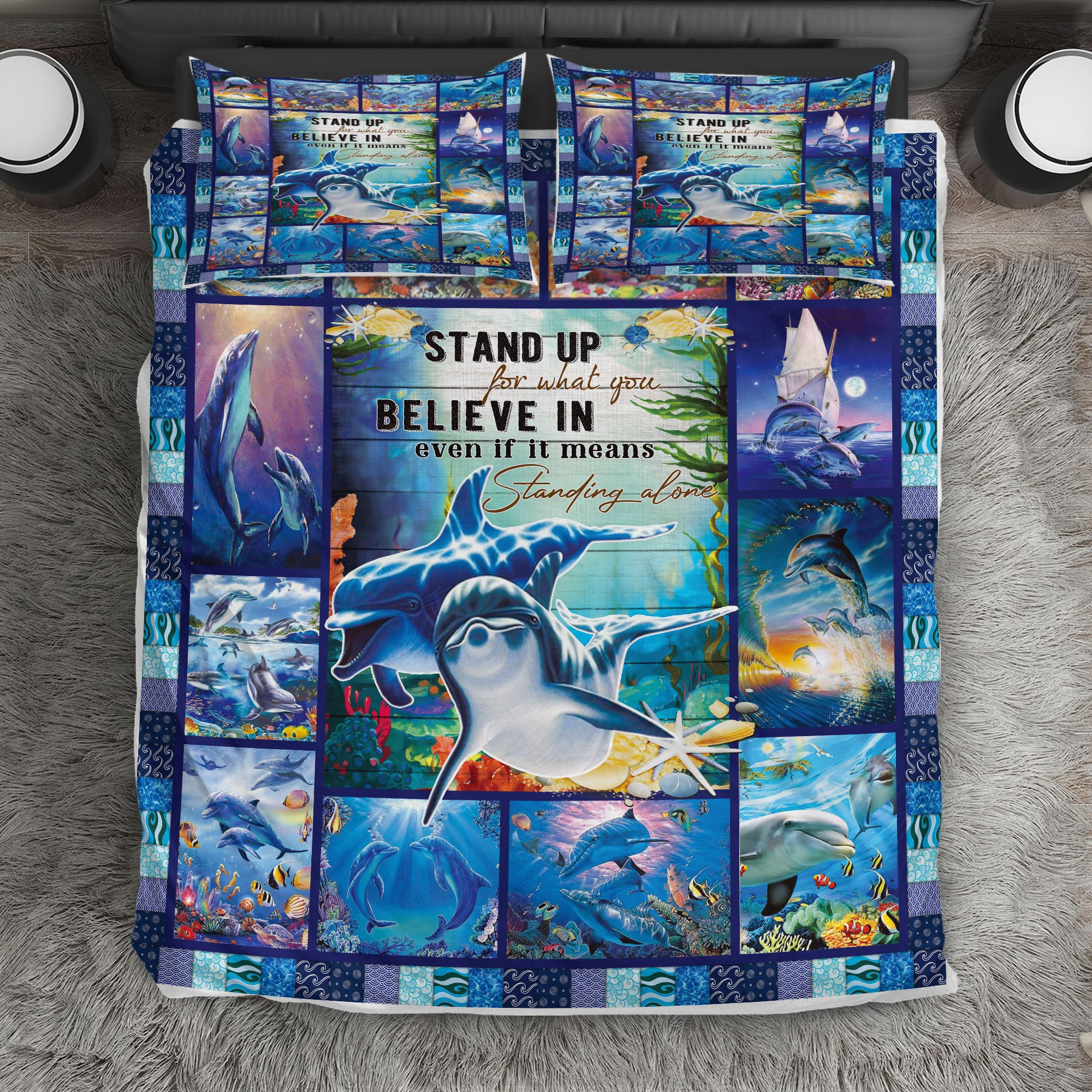 Dolphin Ocean Blanket – Stand Up For What You Believe In Quilting Presents For Birthday Thanksgiving Christmas