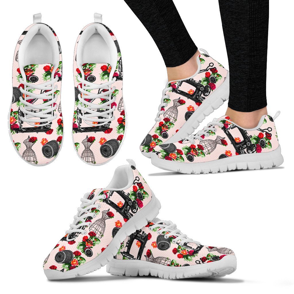 Floral Sewing Machine Sneakers Buzz insect Store