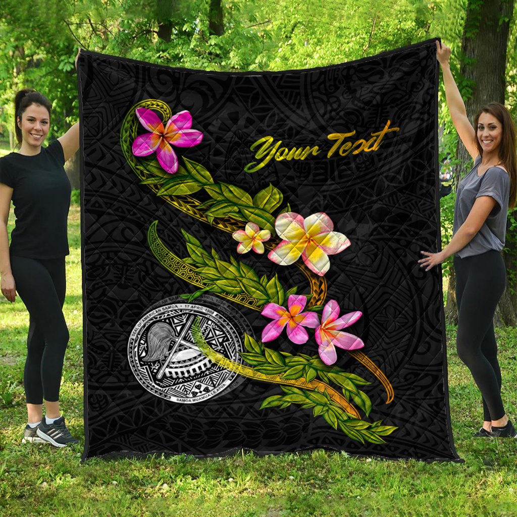 American Samoa Polynesian Custom Personalised Quilt – Plumeria Tribal – BN12