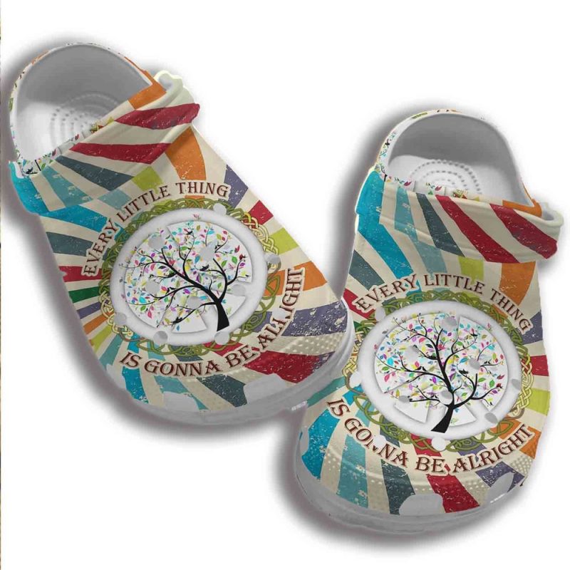 Free Tree Hippie Everything Gonna Be Alright Gift For Lover Rubber clog Shoes Comfy Footwear