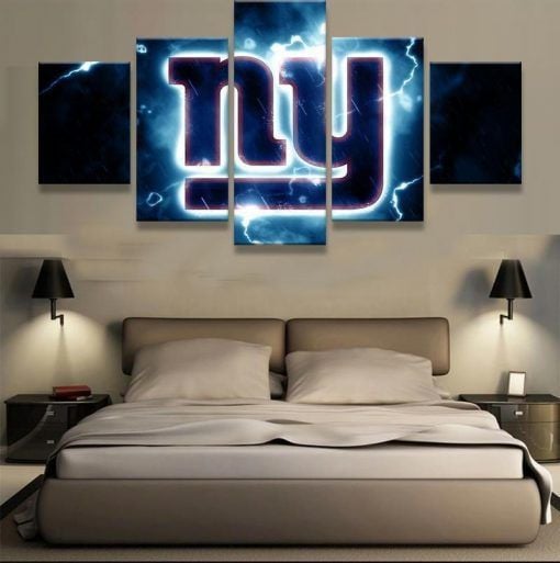 New York Giants Thunder Football 5 Panel Canvas Art Wall Decor