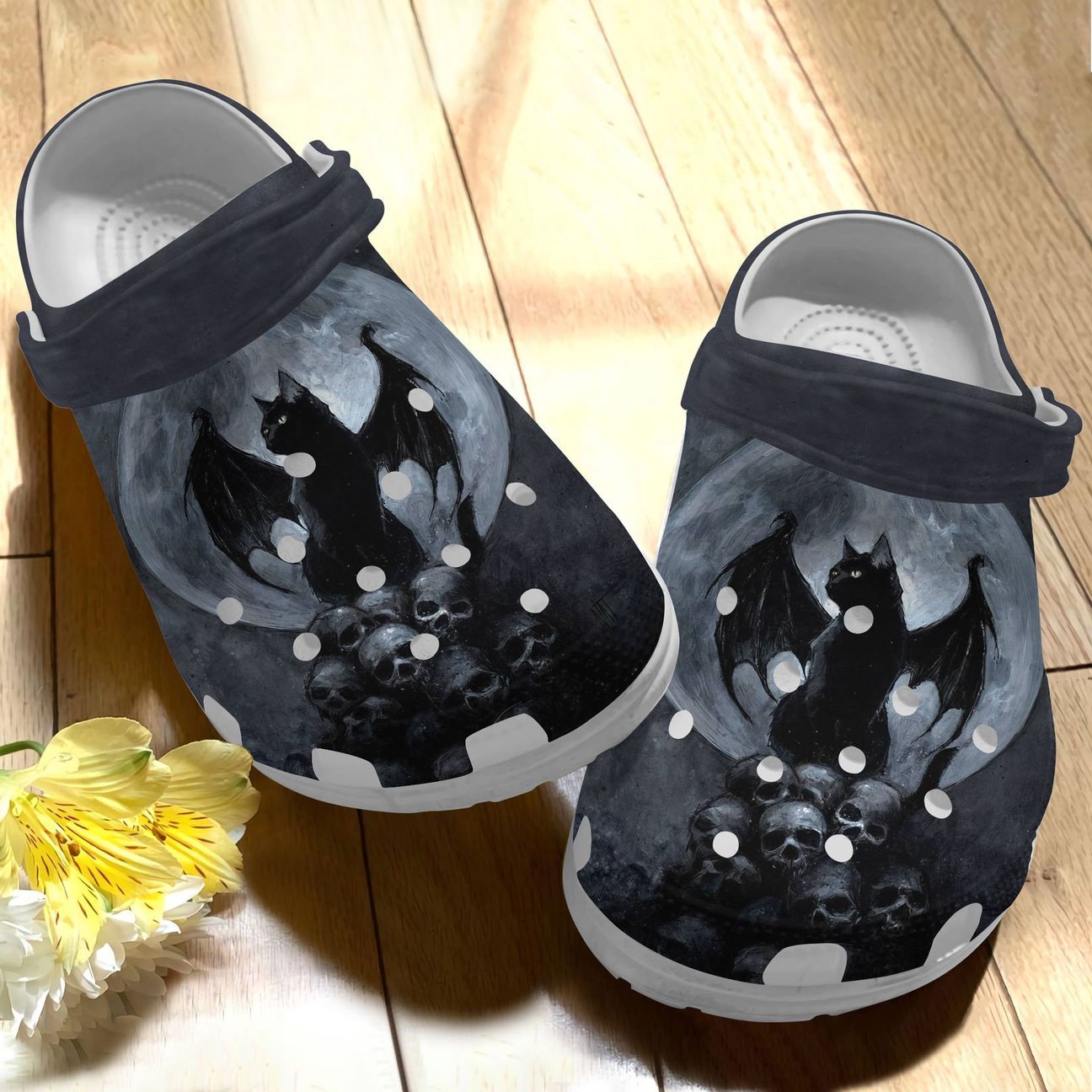 Black Cat Personalize Clog, Custom Name, Text, Fashion Style For Women, Men, Kid, Print 3D Devil