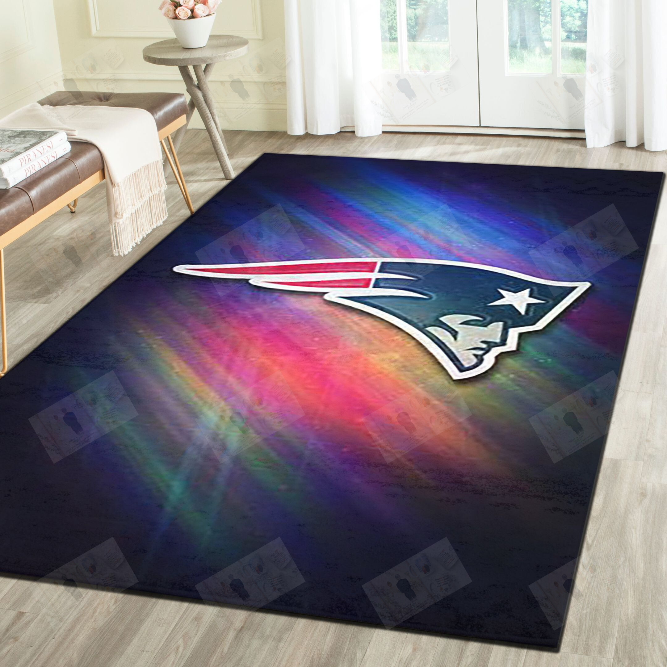 New England Patriots Rug, Football Team Living Room Carpet, Fan Cave Floor Mat