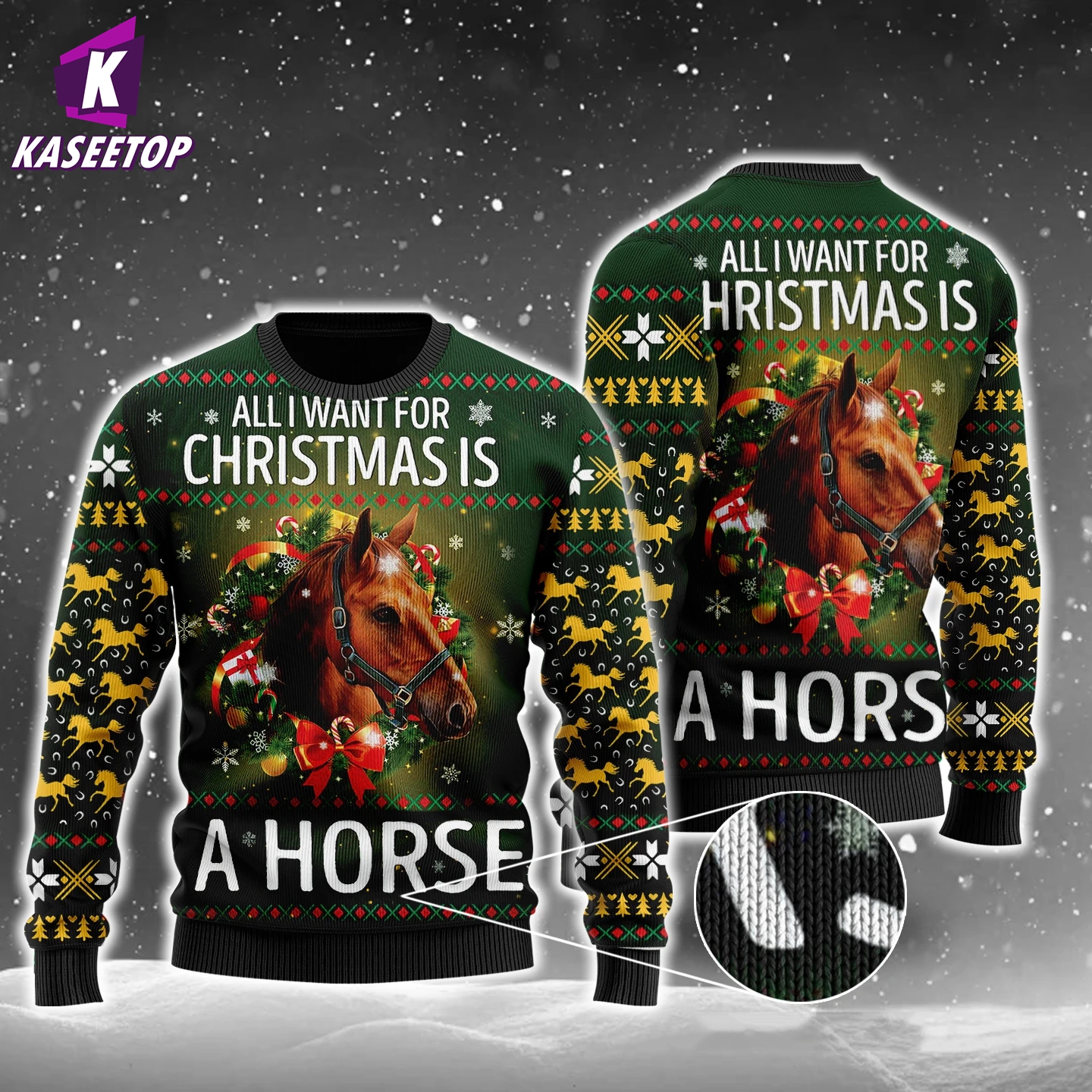 Unisex Ugly Christmas Sweater Animal Horse Happy Xmas Jumper Tops 3D Print Men’s Crewneck Sweatshirt Kids Casual Long Sleeve alx