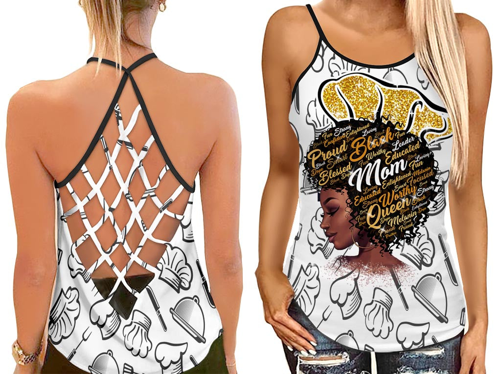 Black Queen Cooking Shirt Women – Worth Queen Cross Open Back Camisole Tank