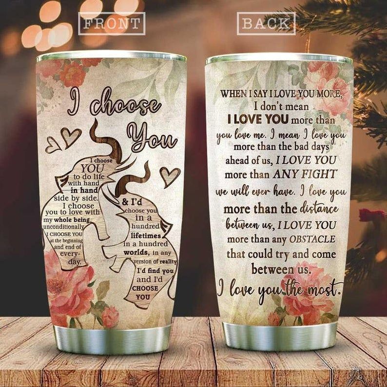 Wooden Style Elephant Couple I Choose You Gift For Lover Day Travel Tumbler All Over Print Size 20Oz – 30Oz