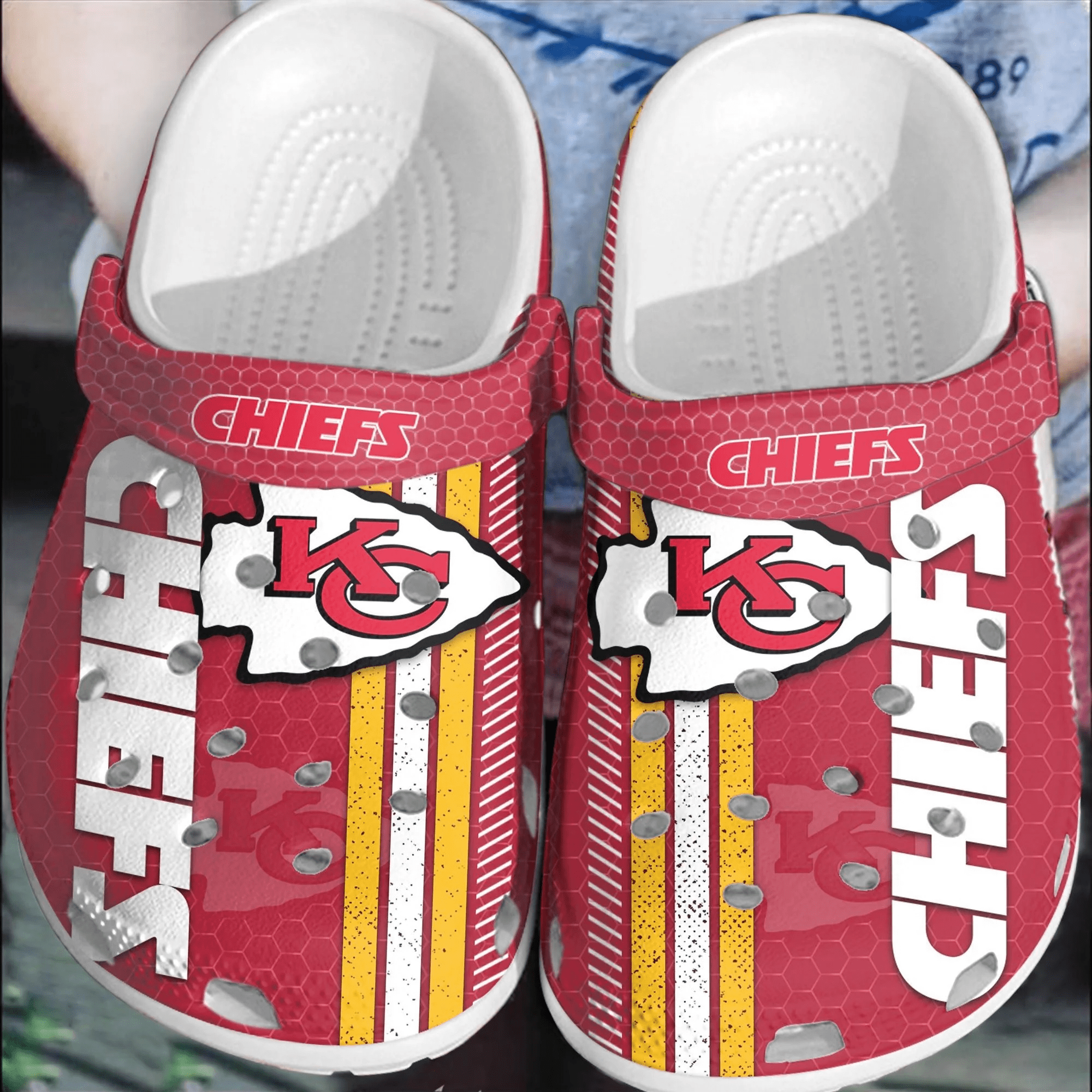 NFL KC Chiefs Football Crocband Comfortable Shoes Clogs For Men Women