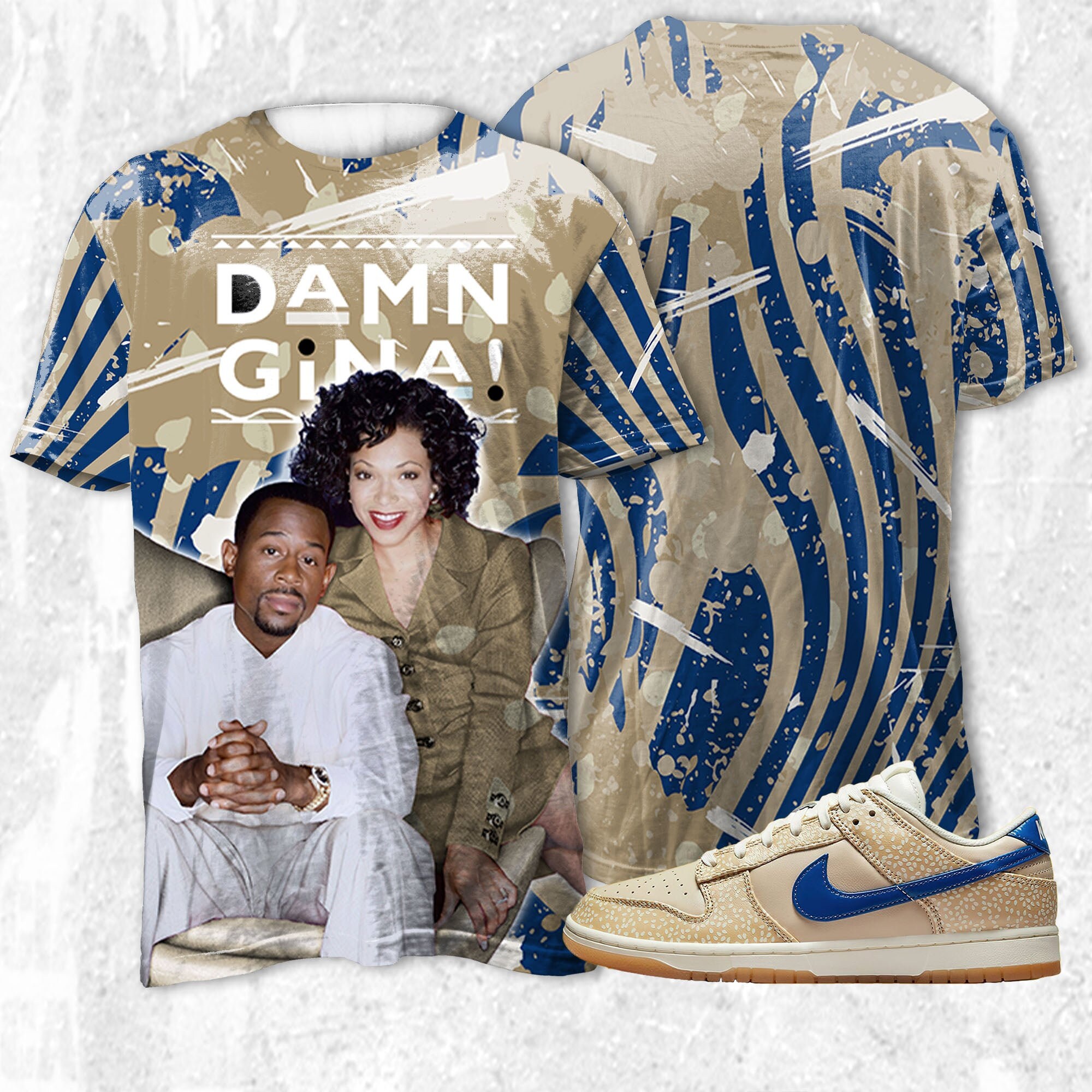 Damn Gina 3D Humor 90s Unisex Shirt 3D match Dunk Low Montreal Bagel Jordan Sneaker Shirt 3D match Damn Gina