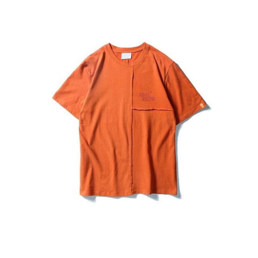 Novelty Printed O-neck Men’s T-shirt Short Sleeve Summer Casual T Shirts Men Tee Shirts Orange White