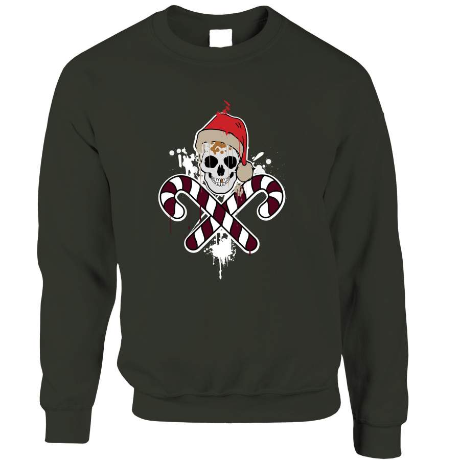 Spooky Christmas Jumper Skull And Cross Candy Canes Sweatshirt Sweater