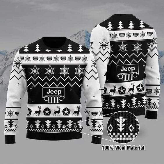 Black And White Jeep Christmas Sweater Lt11