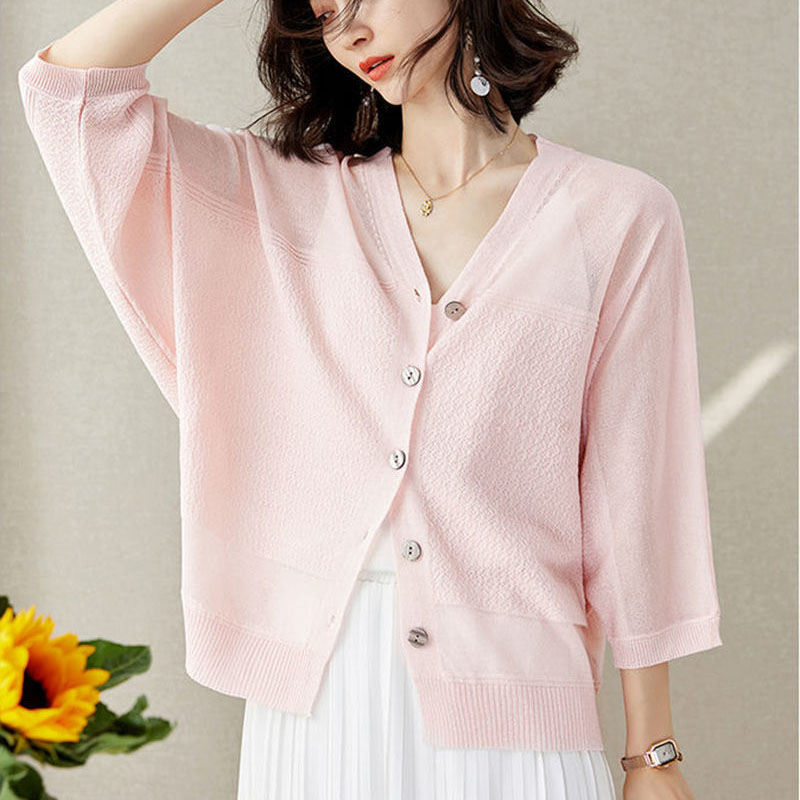 Women Summer Oversize Knitted Cardigans Outwear Loose Casual Ice Silk Cool Knitting Outwear Sun Protection Knitwear Female alx