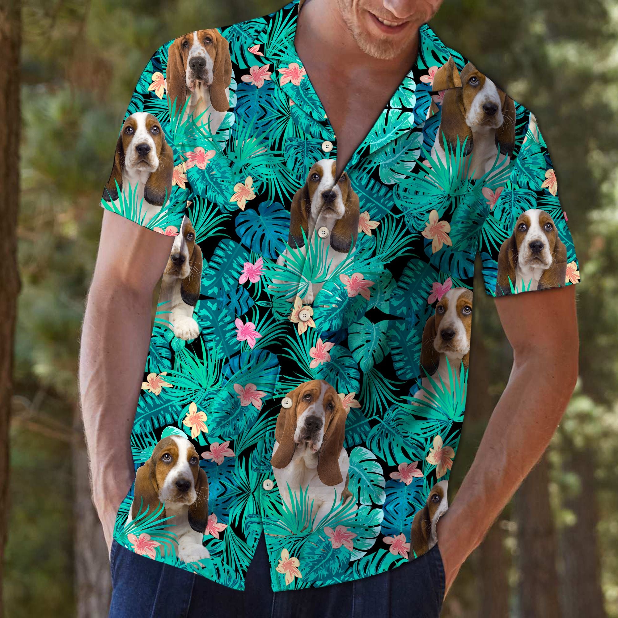 Basset Hound Tropical Hawaii Hawaii Aloha Shirt For Dog Lover Ha12847