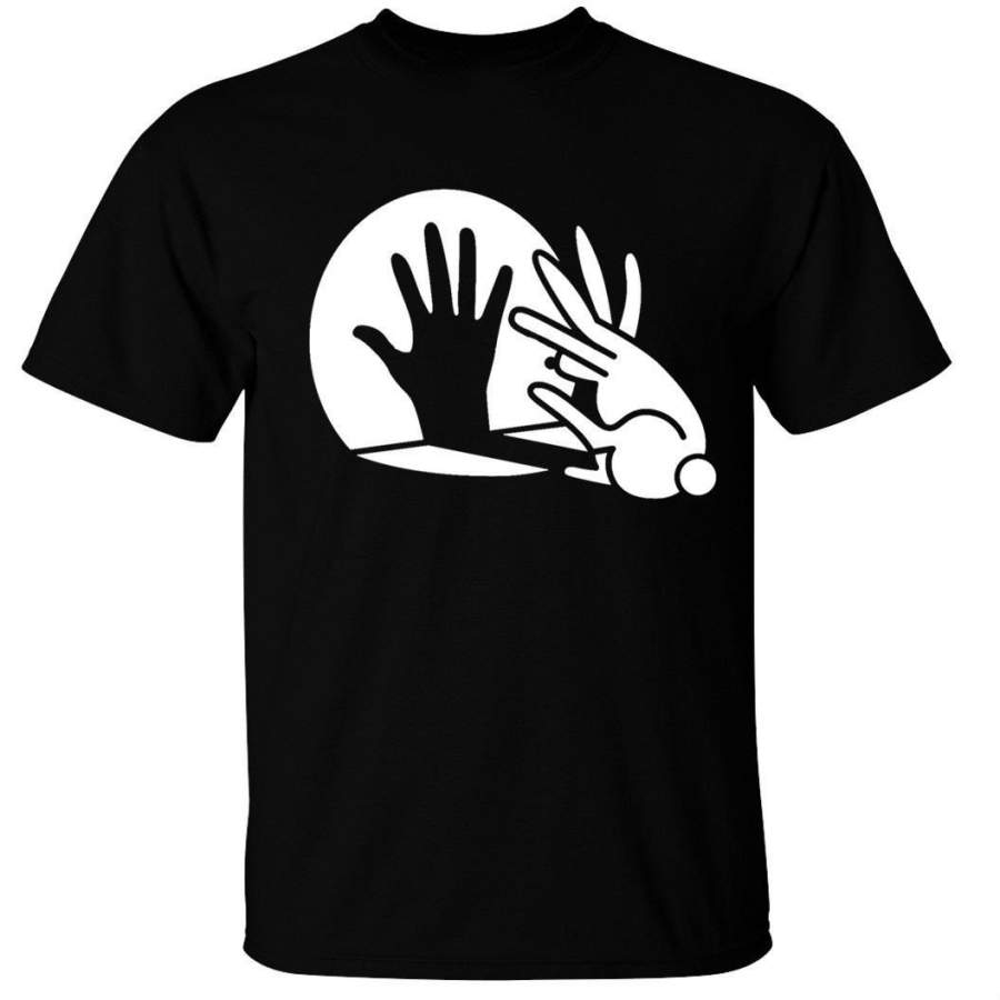 Rabbit Hand Shadow Puppet T-Shirt Funny Cool Mens T-shirt