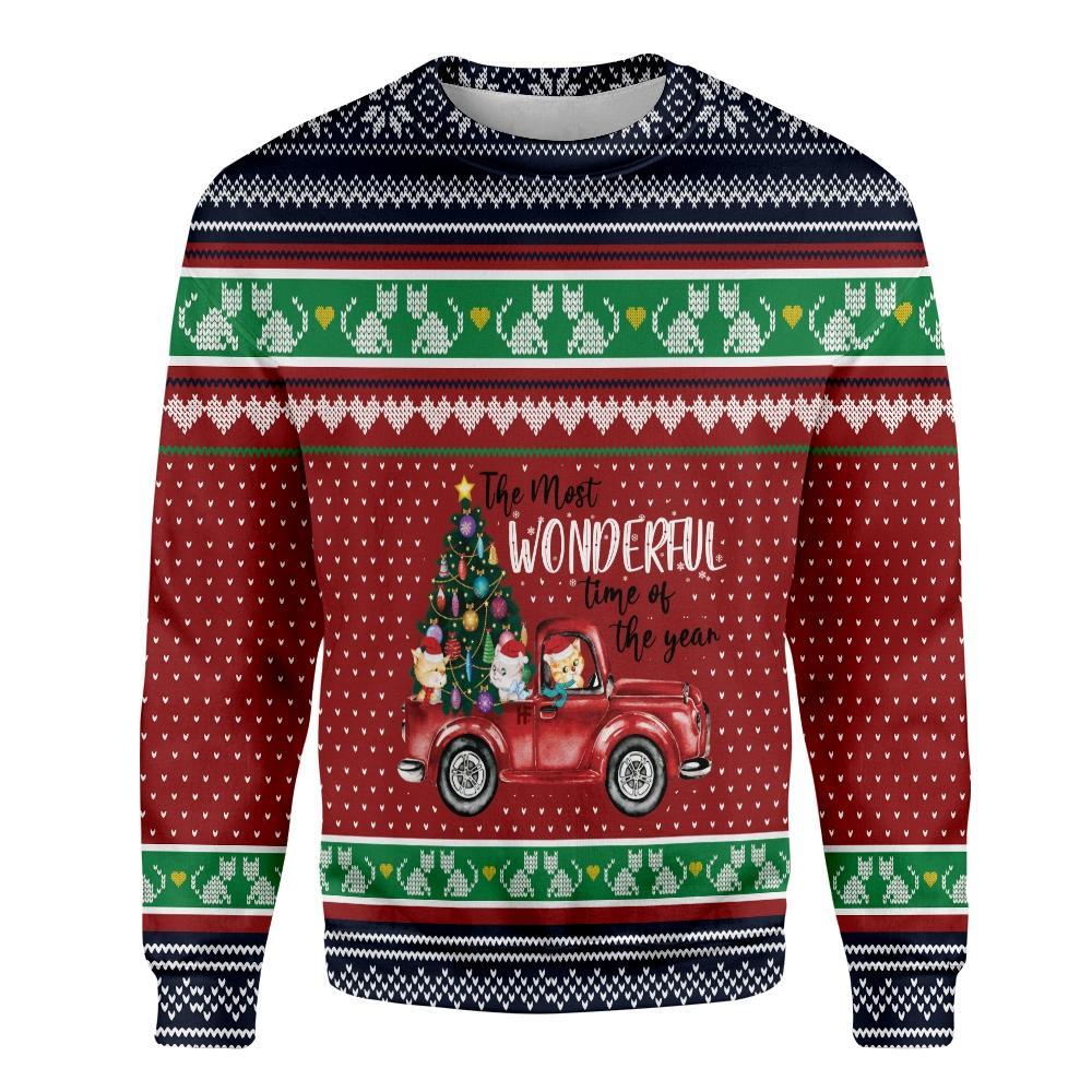 Cat The Most Wonderful Time Of Year Ugly Christmas Sweater | For Men & Women | Adult | Us5446