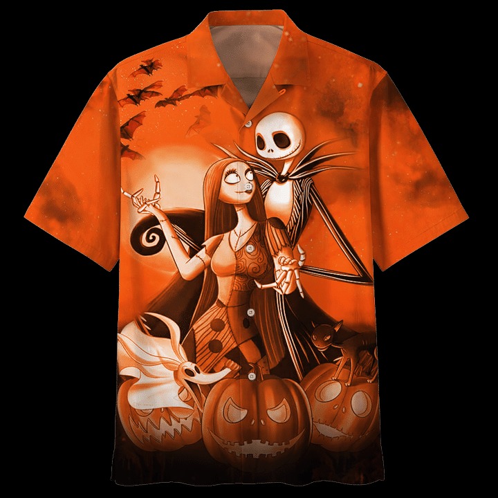 Jack Skelington And Sally Halloween Pumpkin Hawaii Shirt Limited Edition Ha11838