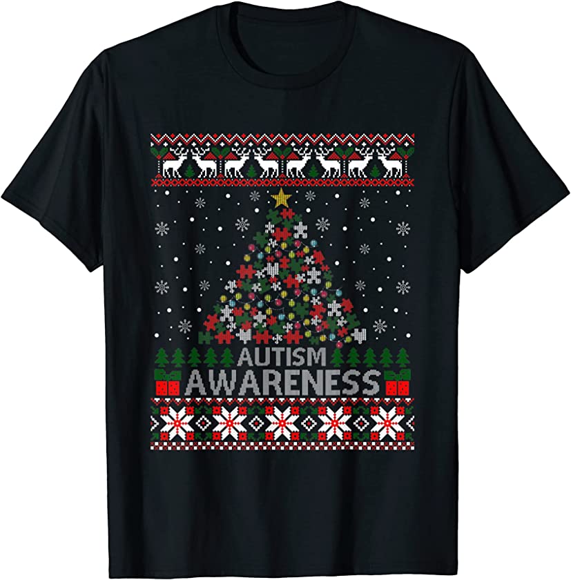 Xmas Autism Awareness Tree Pajama Ugly Christmas Sweater T-Shirt