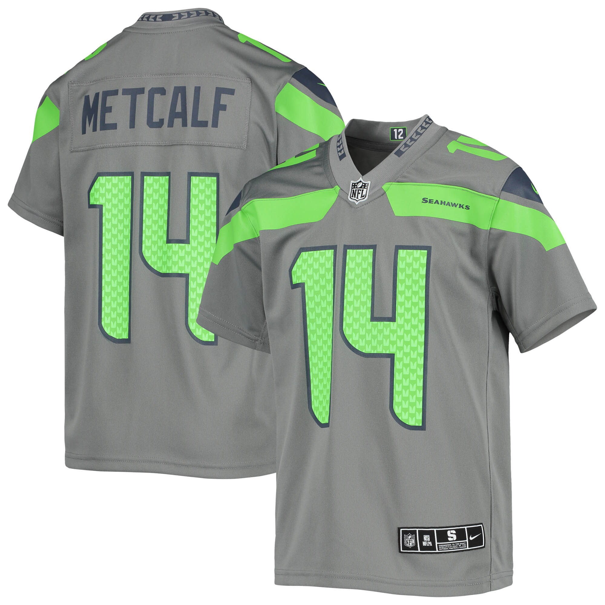 Youth Seattle Seahawks DK Metcalf Gray Inverted Team Game Jersey