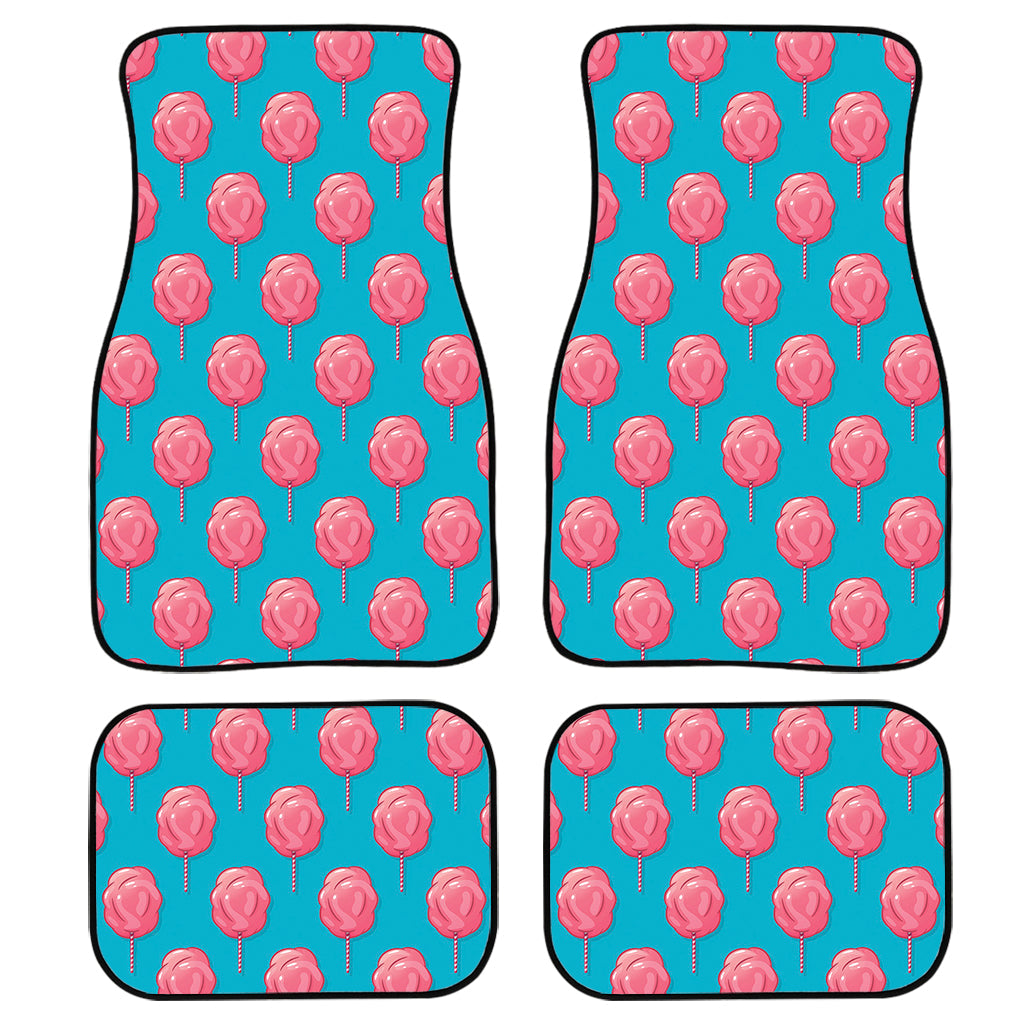 Pink And Blue Cotton Candy Pattern Print Front And Back Car Floor Mats, Front Car Mat