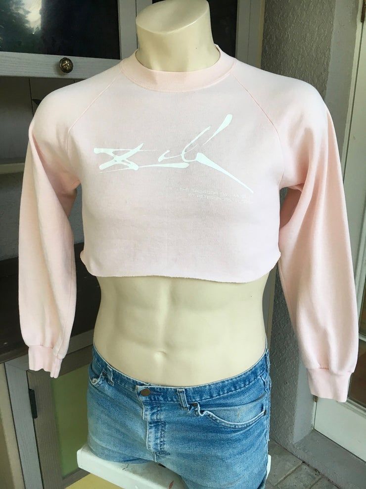 Salvador Dali Musuem Ann Es 1980 Vintage Recadr Demi Sweat Mi Taille Rose Clair Moyen Shirt