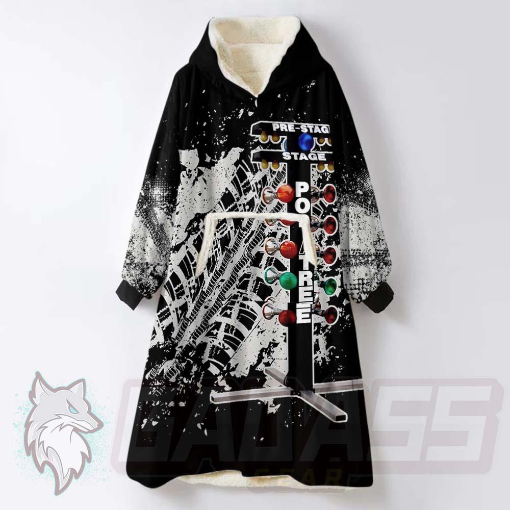 Wheel Traces Drag Racing BDG-1524 Oversized Sherpa Blanket Hoodie