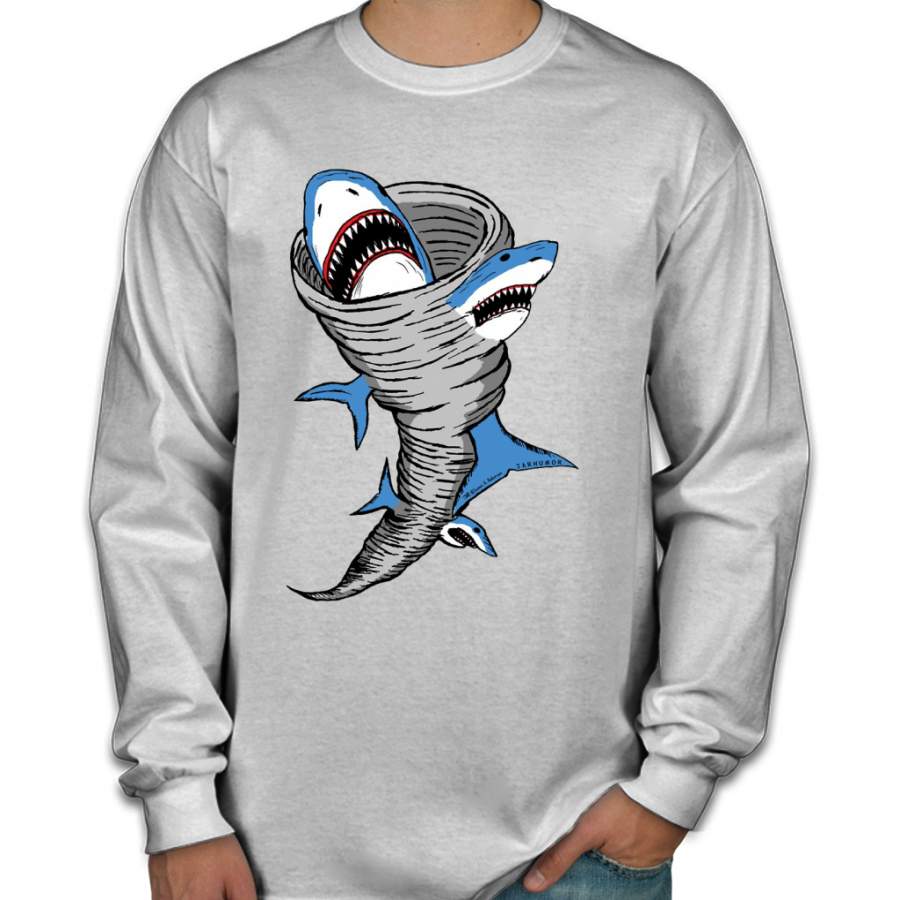 Shark Tornado Men Long Sleeve Shirt