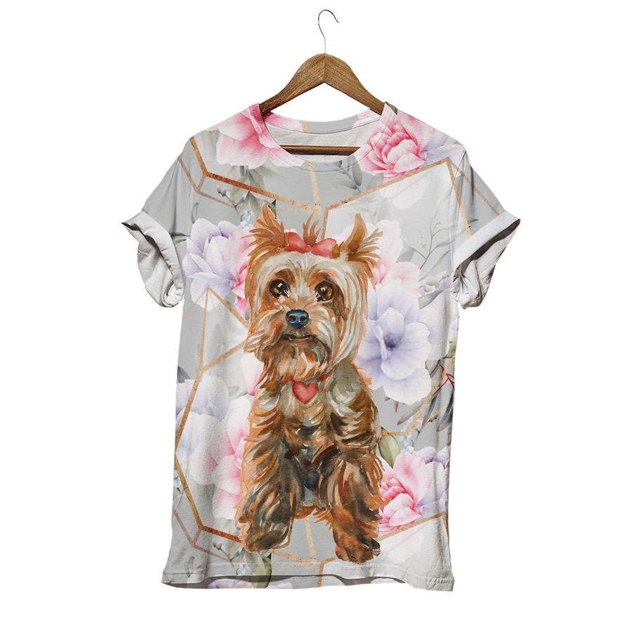 The Yorkshire Terrier Puppy Girl Botanical T-shirt