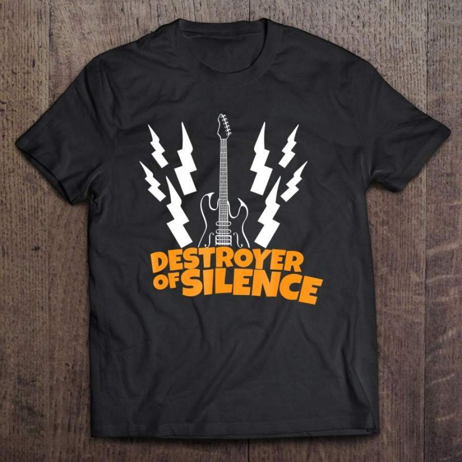 Destroyer Of Silence Guitar Tshirt For Music Lover Teens