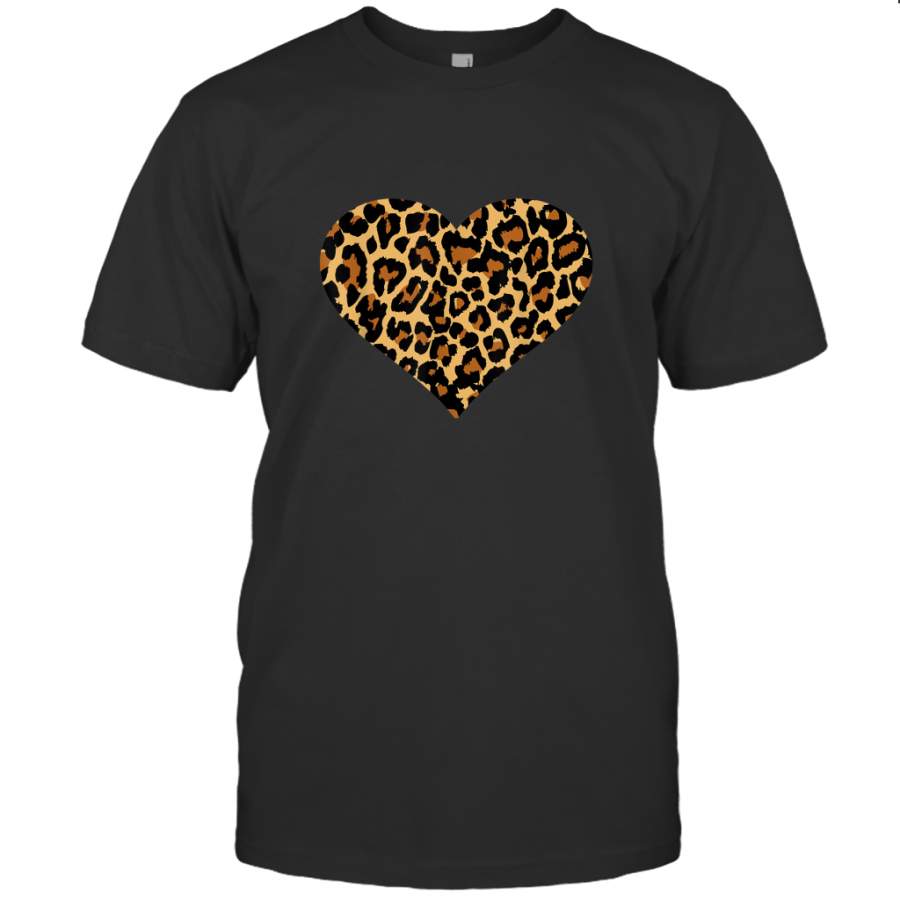 Cool Cheetah Leopard Print Heart Valentine s Day T shirt