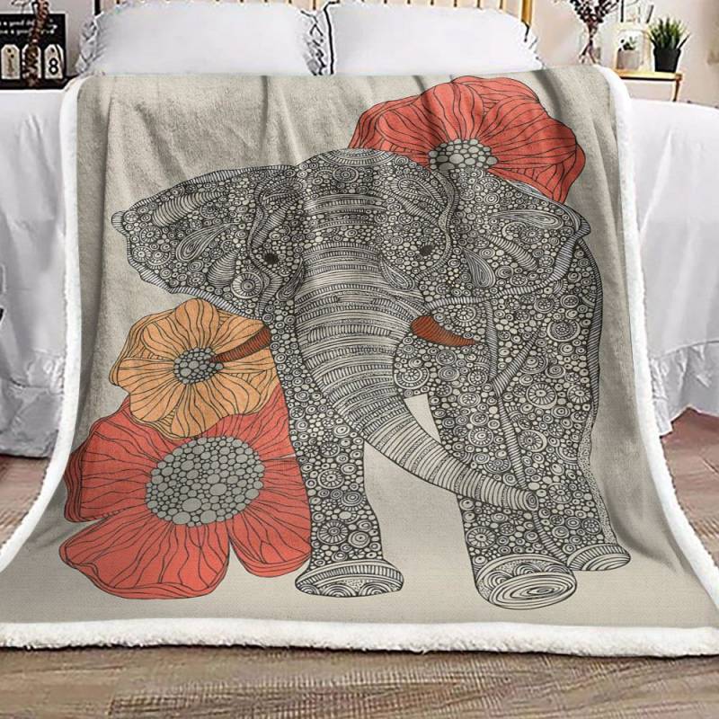 Mandala Elephants VD2410134F Sherpa Fleece Blanket