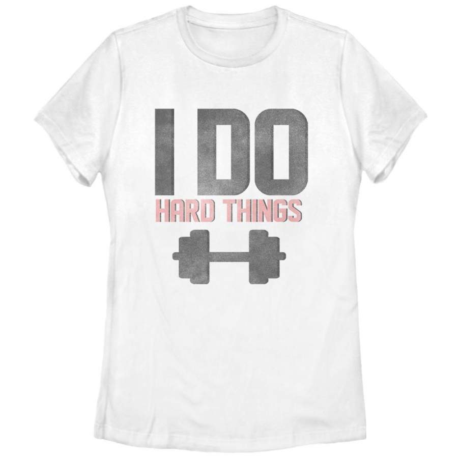 CHIN UP Women’s I Do Hard Things  T Shirt White