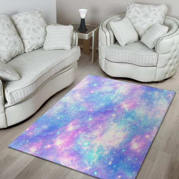 Pink and Blue Galaxy Space Area Rug