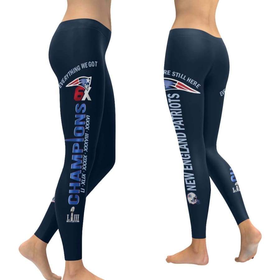 New England Patriots Super Bowl 6X Champs Leggings Navy Blue 3D Full Print