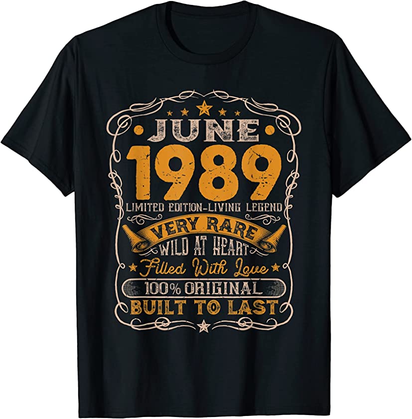 Vintage June 1989 Distressed 32 Years Old 32nd Birthday T-Shirt