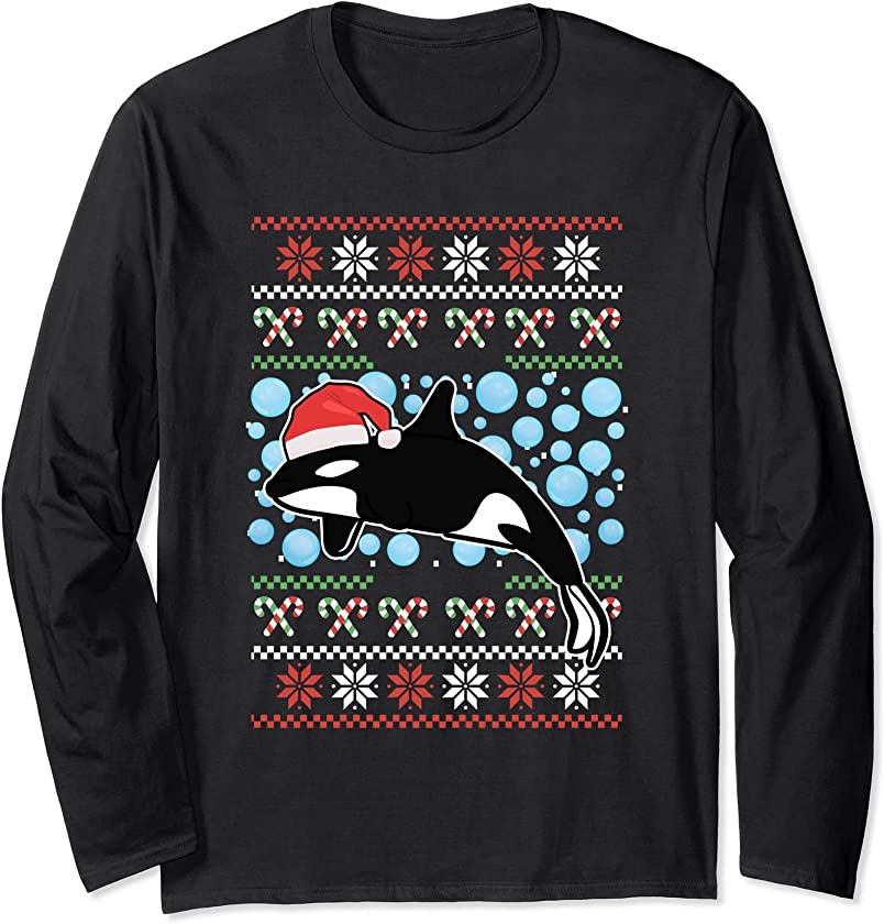 Xmas Awesome Orca Costume Ugly Christmas Xmas Long Sleeve T-Shirt