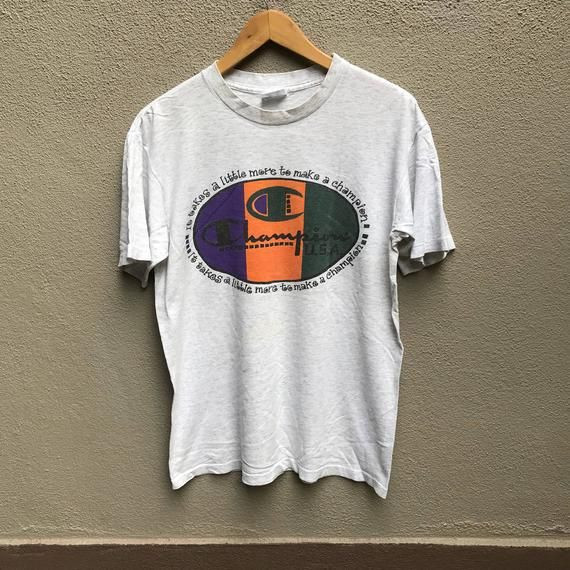 Vintage 90S Champion Usa Big Logo Tricolour Shirt