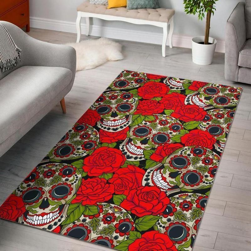 Awesome Rosy Skull Rectangle Limited Edition  Sku 263816 Rug