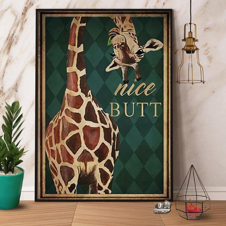 Vintage Giraffe Nice Butt Gift For Family Home Decor Matte Canvas Canvas Prints