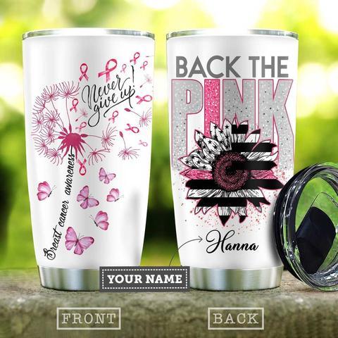 Breast Cancer Dandelion Personalized Kd2 Stainless Steel Tumbler, Personalized Tumblers, Tumbler Cups, Custom Tumblers Breast Cancer Awareness Month