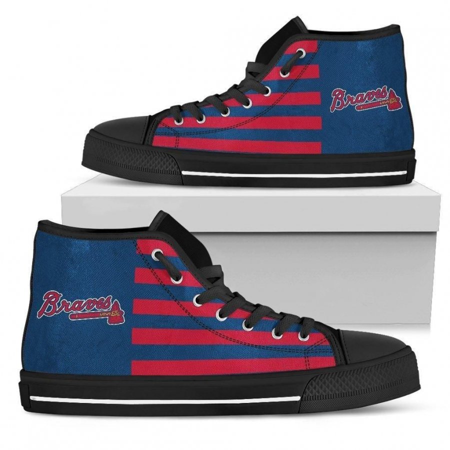 American Flag Atlanta Braves High Top Shoes #159