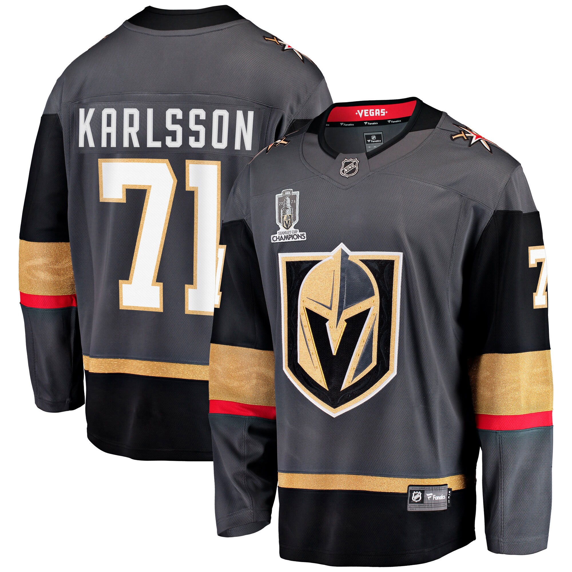 Men's Vegas Golden Knights William Karlsson Black 2023 Stanley Cup Champions Alternate Breakaway Player Jersey